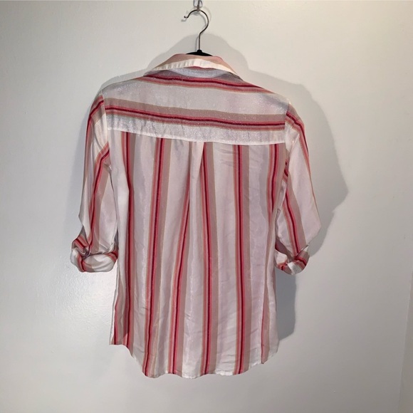 Express Portofino Pink and White Striped Blouse - Picture 5 of 8